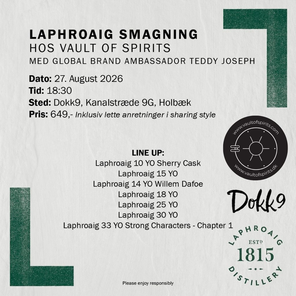 Whiskysmagning med Laphroaig - FYSISK - d. 27. august 2026 kl. 18.30